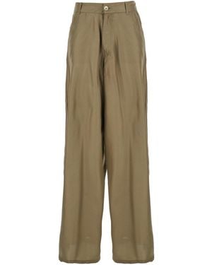 Jucca Silk Pants With Belt Loops And Logo Patch On The Rear - Green