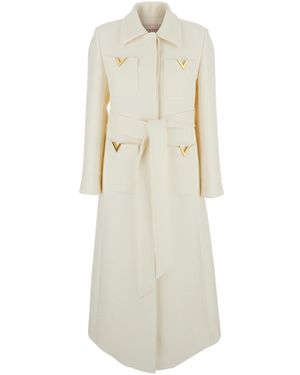 VALENTINO WHITE POPLIN OVERCOAT Valentino Long coats and
