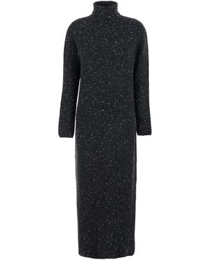 The Row 'Melani' Turtleneck Long Dress With Long Sleeves - Black