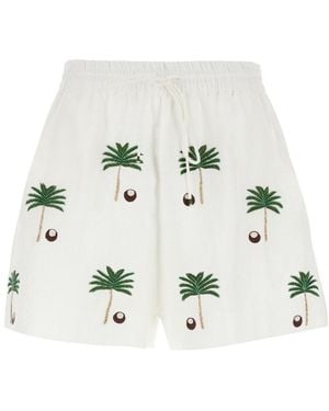 BENARAS BY CITRUS Shorts With Elasticated Waist And Embroidery I - White