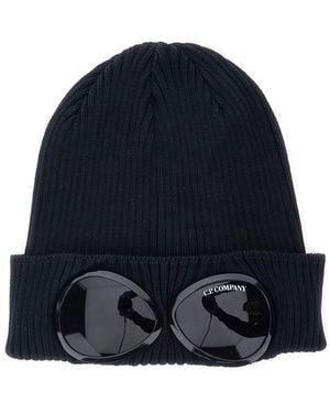 C.P. Company Berretto Con Dettaglio Google Sul Fronte E Lavorazione A - Blu
