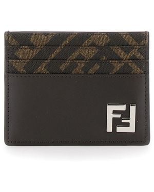 Fendi Squared Ff Card Holder - Black