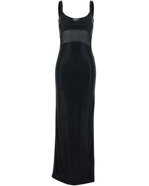 Twentyfourhaitch Long 'Anse' Dress With Thin Straps And Applied Rhine - Black
