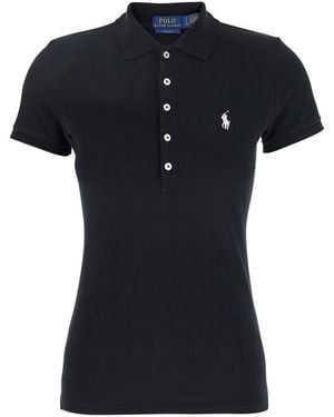 Polo Ralph Lauren 'Julie' Polo Shirt With Classic Collar And Pon - Black