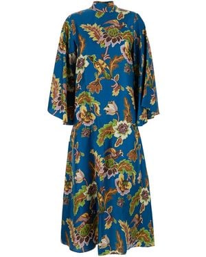 La DoubleJ Abito Lungo Con Motivo Floreale Stampato All-Over - Blu