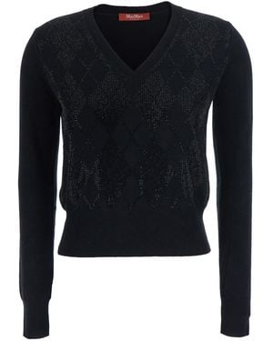 Max Mara Mstliuti Jumper With High Neck And Long Sleeves - Blue