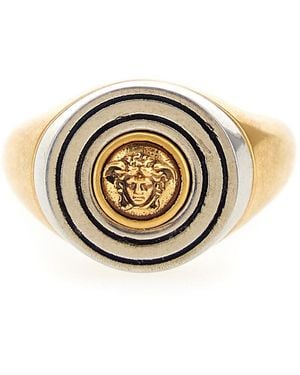 Versace Colored Ring With Engraved Medusa Head - Metallic