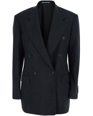 Tagliatore Double Breasted Jacket With Classic Lapels - Blue