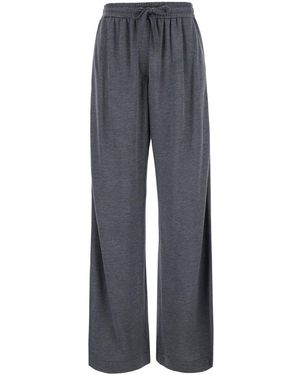 Brunello Cucinelli Cotton Blend Drawstring Trousers - Grey