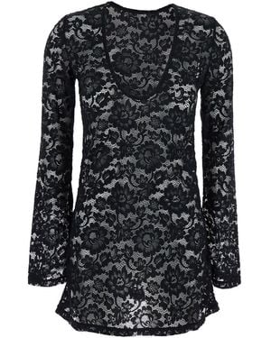VENUJA 'Bohemia' Mini Dress With All-Over Lace Embroidery - Black