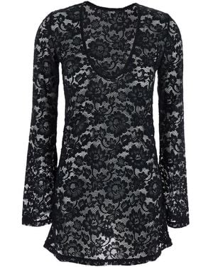 VENUJA 'Bohemia' Mini Dress With All-Over Lace Embroidery - Black