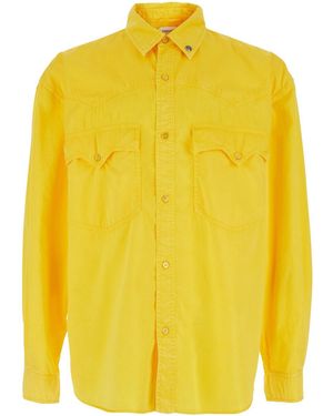 Versace Shirt With Button-Down Collar And Two Patch Pockets On The Front - Yellow