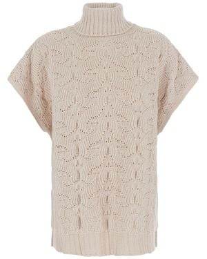 Etro High-Neck Sweater With Wide Short Sleeves - White