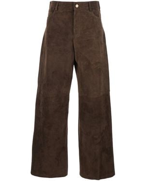Max Mara Suede 'Fulmine' Trousers With Logo Patch On The Back For - Brown