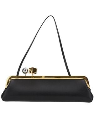 Jacquemus 'The Salon' Shoulder Bag With Clasp Closure And Thin S - Black