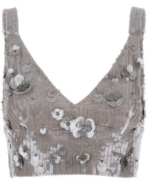 P.A.R.O.S.H. Sleeveless Crop Top - Gray