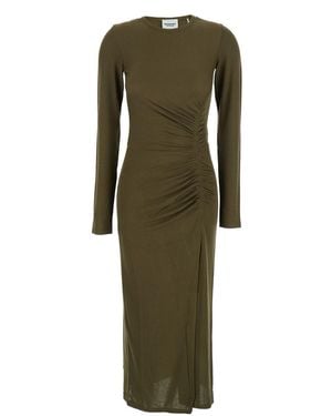 Isabel Marant 'Jelina' Midi Dress With Round Neck And Ruched Det - Green