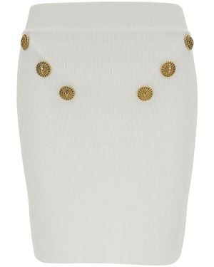 Balmain Hw 6 Btn Knit Short Skirt - Grey