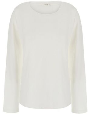 The Row 'Kalto' T-Shirt With Wide Round Neck And Long Sleeves In - White