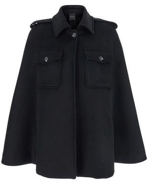 Le Plain Short Cape With Elegant Details - Black
