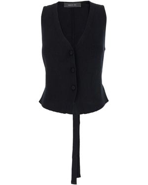 FEDERICA TOSI Sleeveless Vest With V Neck - Black