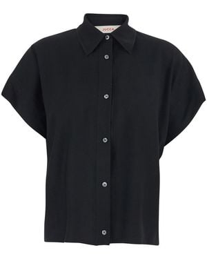 Jucca Shirt With Classic Collar And Wide Short Sleeves - Black