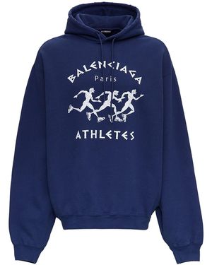 Balenciaga Athletics Cotton Hoodie - Blue
