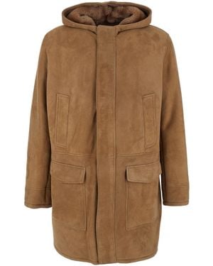 Arma 'Mias' Shearling Jacket With Hood And Front Zip Closure In - Brown