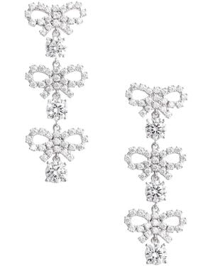 Self-Portrait Tiered Earing With Bow Charm And Crystal Embell - White