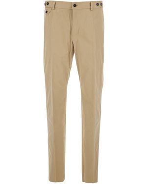 Dolce & Gabbana Trousers With Logo Patch On The Back - Natural