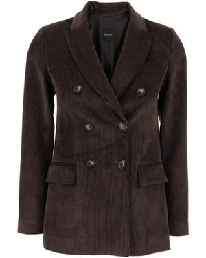 Le Plain Double-Breasted Jacket With Peak Revers - Black