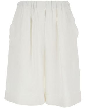 Antonelli Bermuda Con Vita Elasticizzata E Tasche Laterali - Bianco