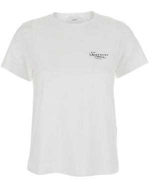 Givenchy Crew Neck T-Shirt With Logo On Front And Back - White