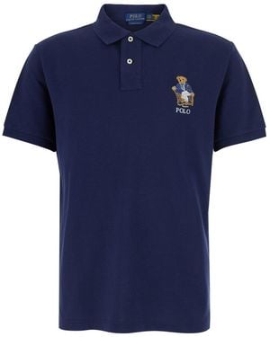 Polo Ralph Lauren Polo Shirt With Patch Logo On The Front And Classic Collar Cotton For Tshirts - Blue
