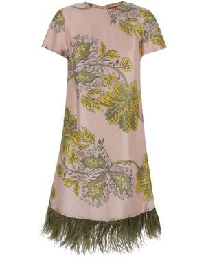 La DoubleJ 'Swing' Mini Dress With All-Over Floral Print And Feat - Pink