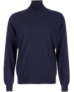 Le Plain Turtleneck With Ribbed Details - Blue