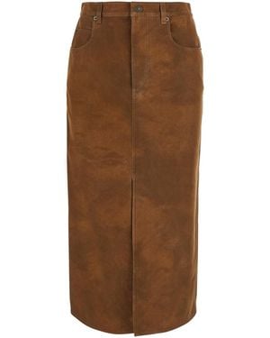 Isabel Marant Gonna Bisane-Gc Con Tasche Laterali E Chiusura A Zip In - Marrone