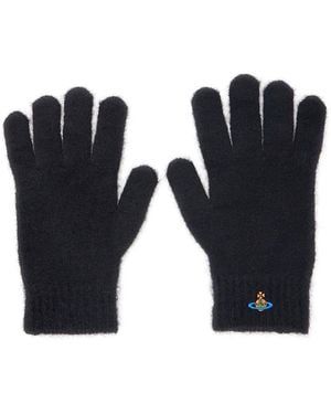 Vivienne Westwood Guanti Con Logo Orb Ricamato Sul Fronte - Nero