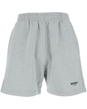 Represent Gray Shorts With Elastic Waist And Logo Lettering On The Front In Cotton Man