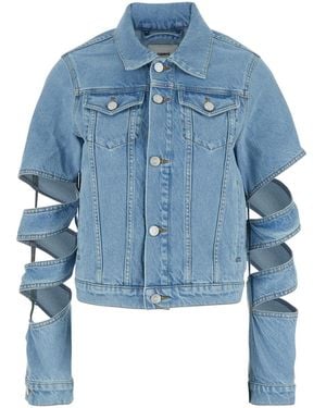 Coperni Light Jacket With Classic Collar And Spiral Cut-Out Sleeves - Blue