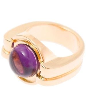 LEDA MADERA Sophia Plated Brass Rings Wirh Stone Detail L - Pink