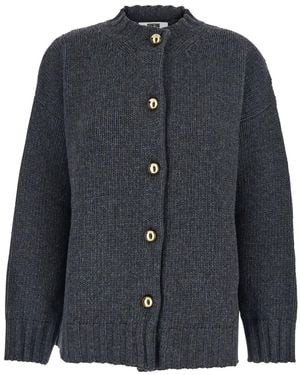 Grifoni Giacca Girocollo Con Rifiniture A Coste E Spalle Scese - Blu