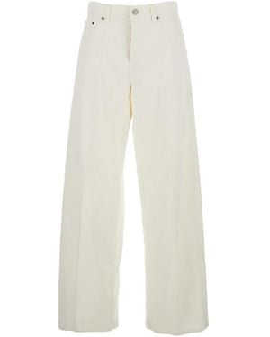 Haikure Jeans With Belt Loops And Logo Patch On The Back - White