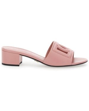 Dolce & Gabbana Dg Logo Leather Mule - Pink