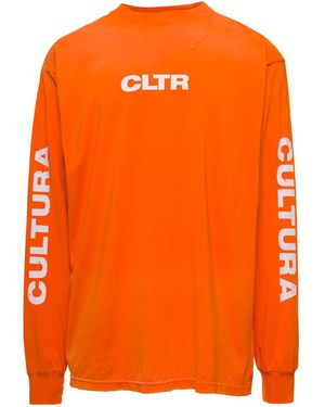 Cultura Crewneck Sweatshirt With Contrasting Cltr Print - Orange