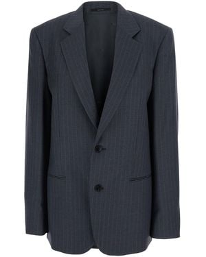 Gucci Single-Breasted Jacket With Notched Revers And Pinstripe Motif - Blue