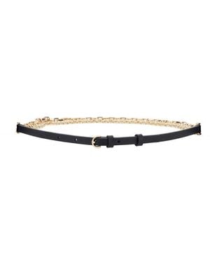 Pinko Leather Belt With Chain Detail - White