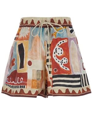 ALÉMAIS 'Michelle' Shorts With Drawstring Waist And All-Ove - Red