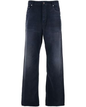 Balenciaga Jeans With Faded Effect And Logo Patch On The Back - Blue