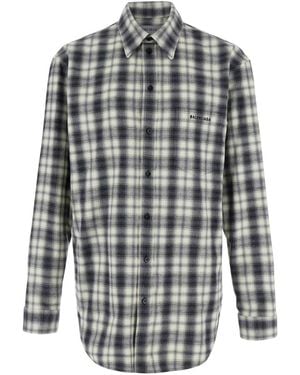Balenciaga And Shirt With All-Over Stripe Motif - Grey